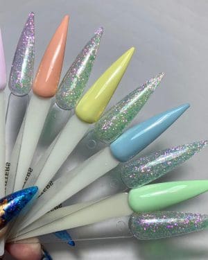Gems gel polish First to Bloom collection plus Elite glitters
