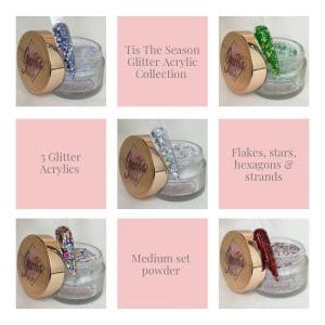 Gems glitter acrylic Tis the season collection