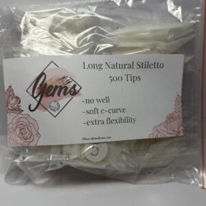Gems long natural stiletto tips